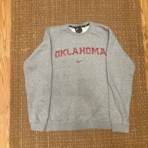 Nike Gray Crewneck Sweater with Oklahoma Print